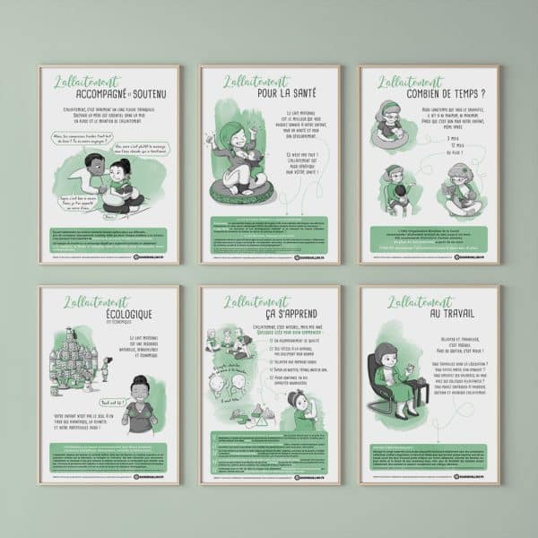 Série de 6 affiches Bougribouillons L'allaitement