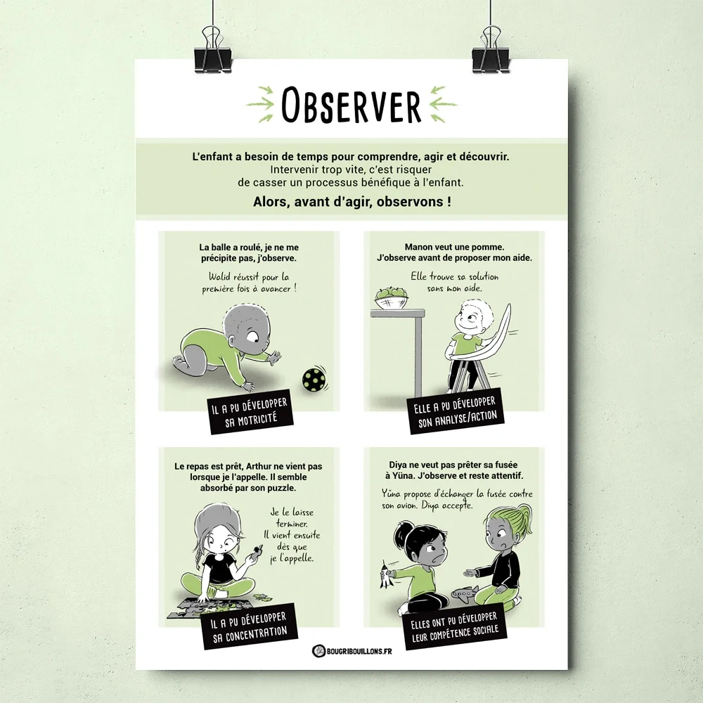 Affiche Bougribouillons Observer l'enfant.