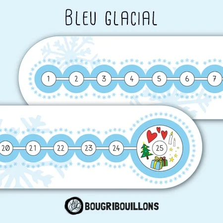Frise de l'avent gommettes bleu glacial