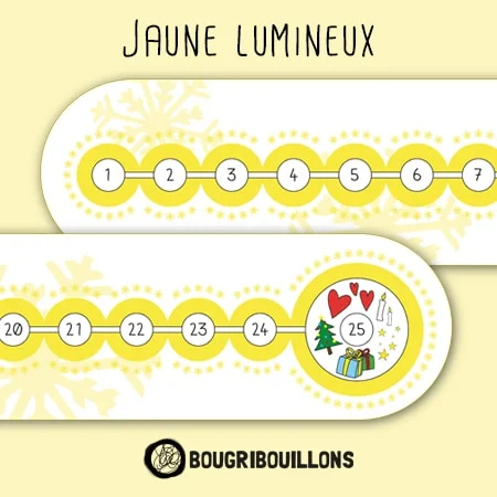 Frise de l'avent gommettes jaune lumineux