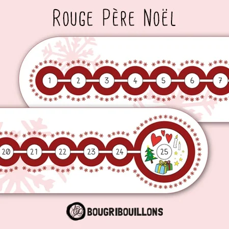 Frise de l'avent gommettes rouge Père-Noël
