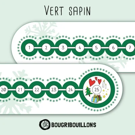Frise de l'avent gommettes vert sapin