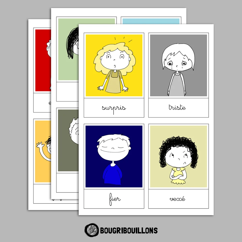 Cartes nomenclatures émotions Bougribouillons
