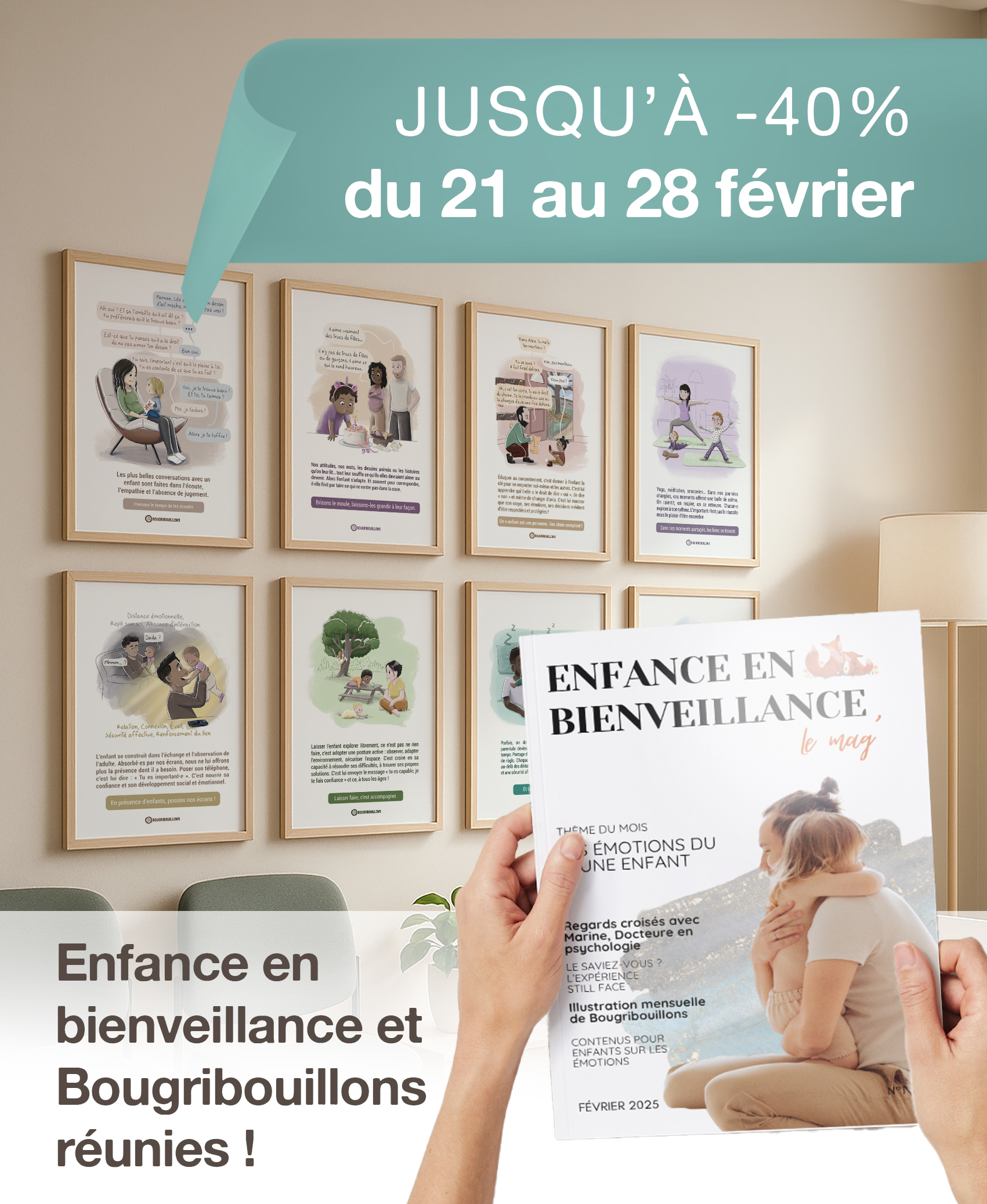 Affiches Bougribouillons et magazines Enfance en bienveillance