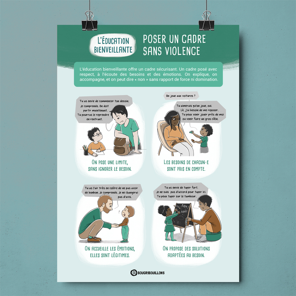 Affiche Bougribouillons - L'éducation bienveillante - Poser un cadre sans violence